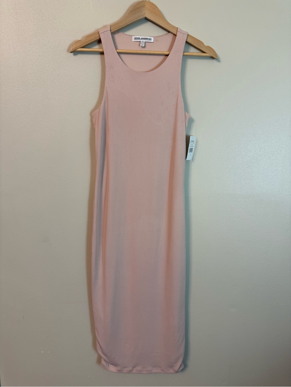 Good American Micro Rib Midi Dress Honey Pink NWT Size M Bodycon - Picture 4 of 10